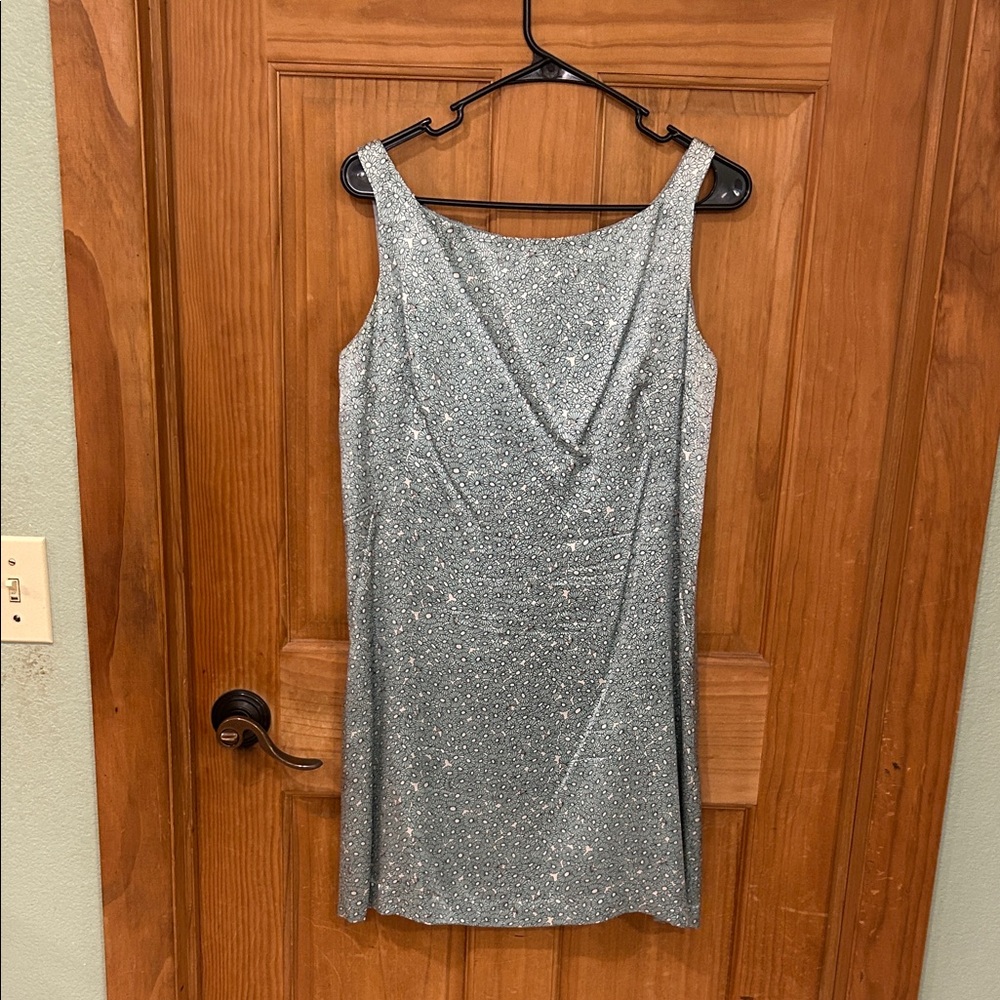 Sleeveless Light Blue Printed Shift Dress